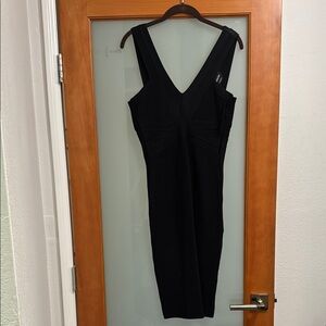 Bebe Black Sleeveless V-Neck Sheath Dress